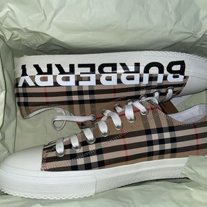 Burberry Logo Print Vintage Check Cotton Sneakers